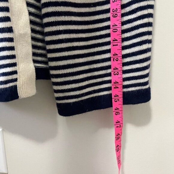 VINTAGE ADRIENNE VITTADINI LAMBSWOOL ANGORA STRIPED LONG CARDIGAN COAT SIZE S - Picture 5 of 7